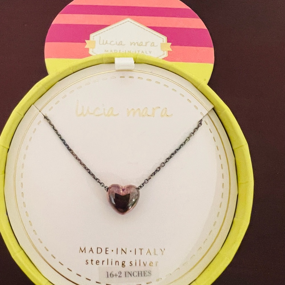 Brand New Lucia Mara Sterling Silver heart necklace